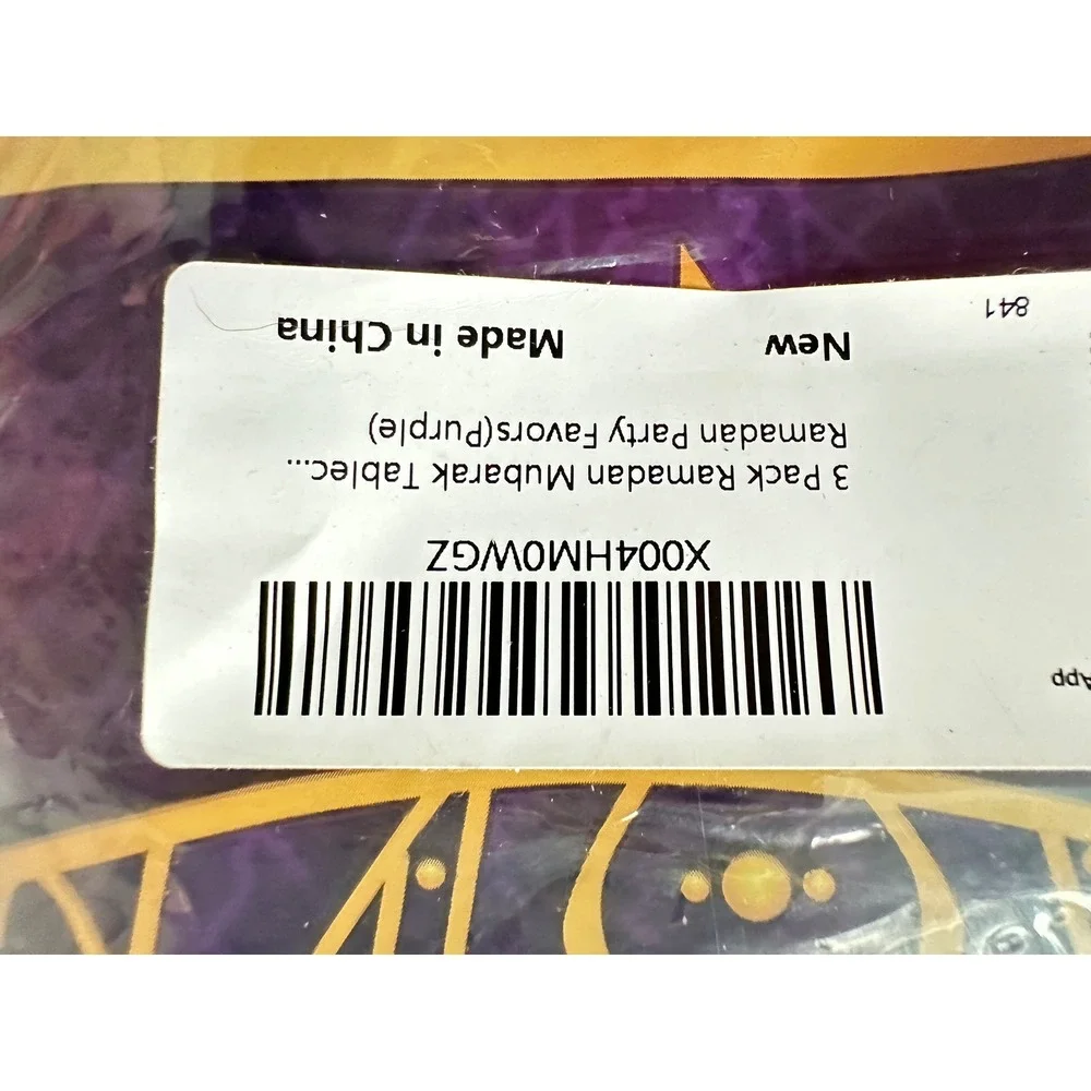 Ramadan Mubarak Tablecloth Purple‎ Gold Crescent Moon Lantern Party Decor 54x108